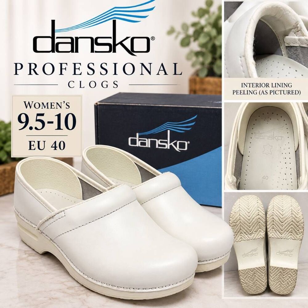 Dansko Professional White Leather Clogs Women’s 9.5-10 EU 40 Comfort Shoes Box